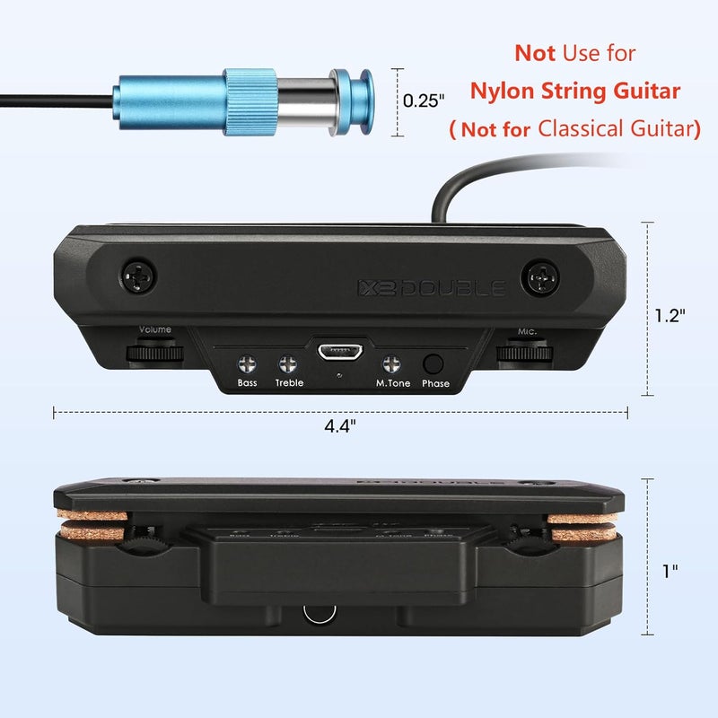 SUNYIN Acoustic Guitar Pickup Rechargable Active Soundhole Guitar Pickup Adjustable Pickup for Guitar Magnetic Coil Build-in Volume Control Guitar Microphone Acoustic Pickup - Image 2